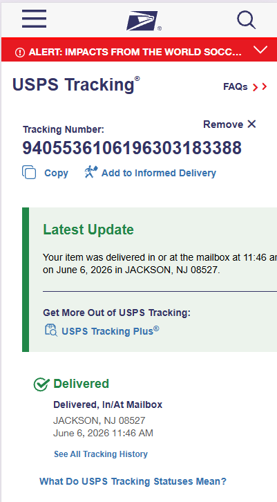 Tracking Number Proof 1